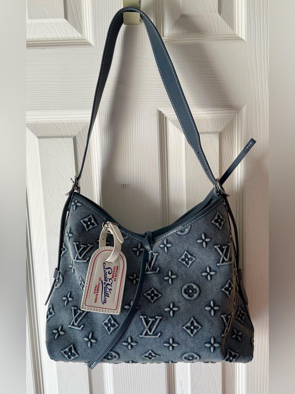 Denim Monogram Shoulder Bag in Blue